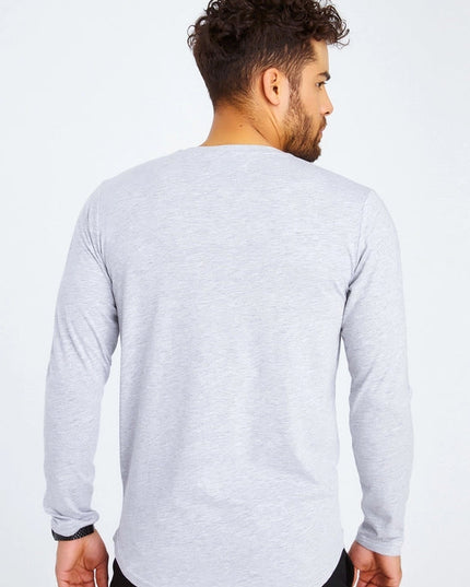 Men's V-Neck Longsleeve Grey melange