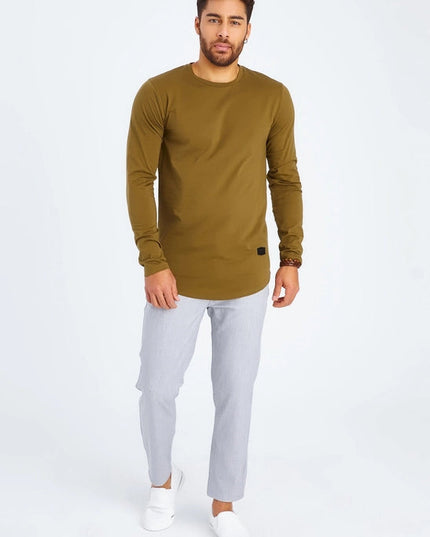 Men's V-Neck Longsleeve Khaki