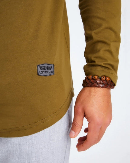 Men's V-Neck Longsleeve Khaki