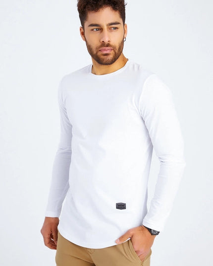 Men's V-Neck Longsleeve White