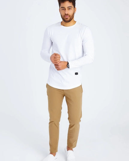 Men's V-Neck Longsleeve White