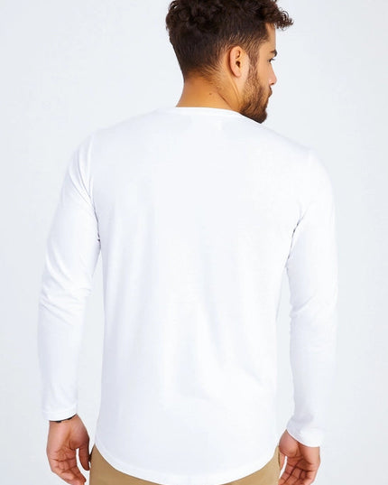 Men's V-Neck Longsleeve White