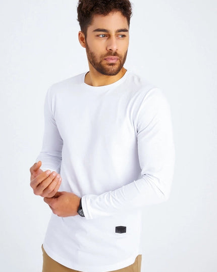 Men's V-Neck Longsleeve White