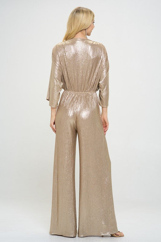 Metallic Kimono Sleeve Wide Leg Jumpsuit-4