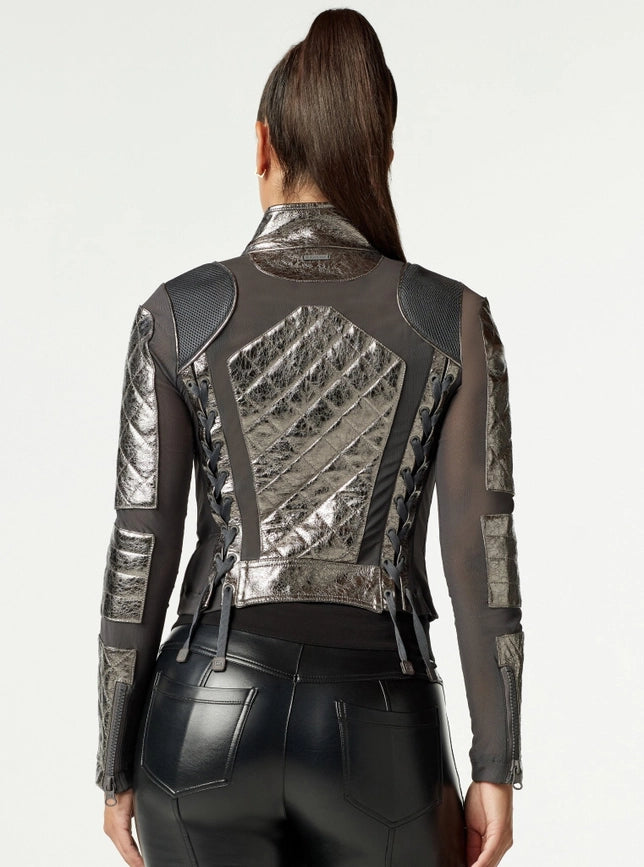 Metallic Moto Mesh Jacket