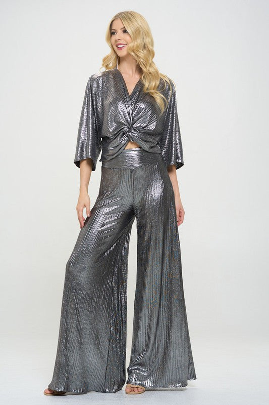 Metallic Pants with Elastic Waist-2