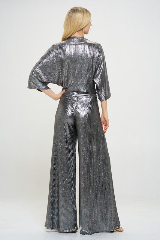 Metallic Pants with Elastic Waist-3