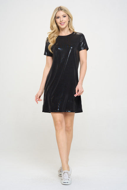 Metallic Short Sleeve Dress-1