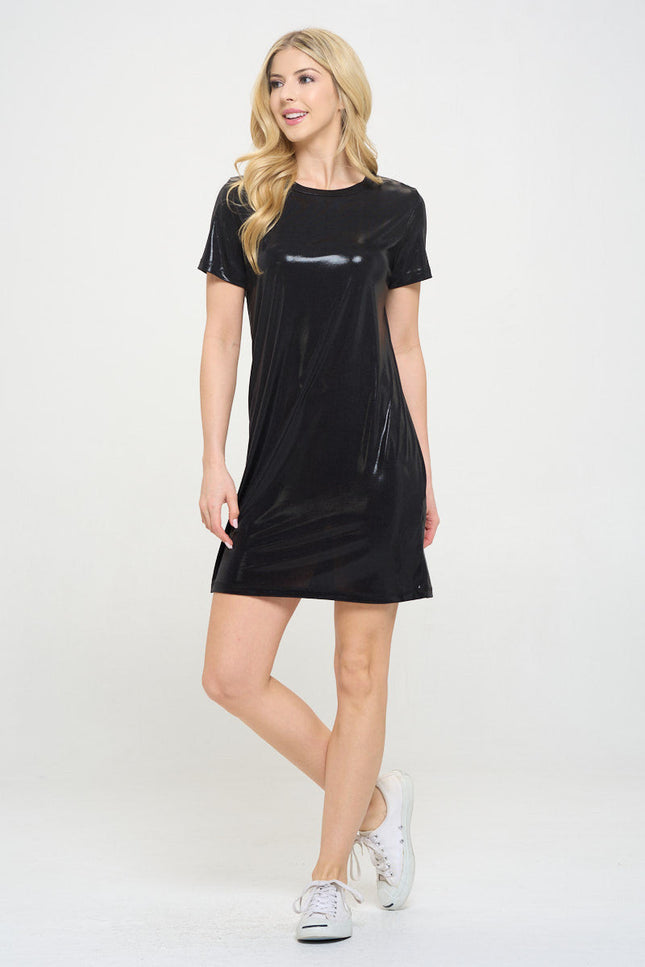 Metallic Short Sleeve Dress-2