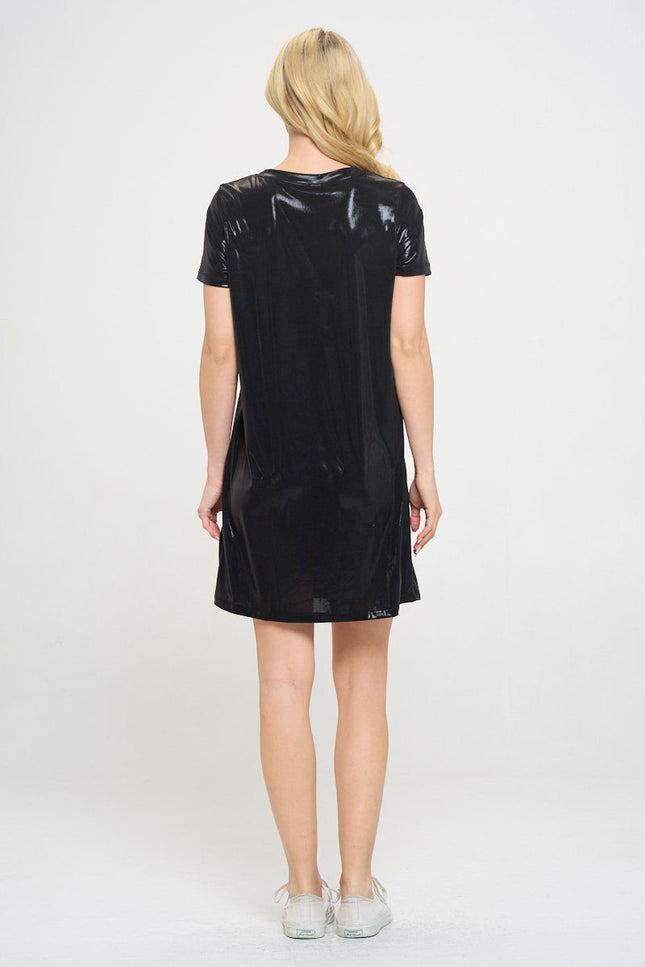 Metallic Short Sleeve Dress-4