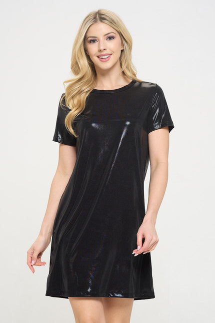 Metallic Short Sleeve Dress-0