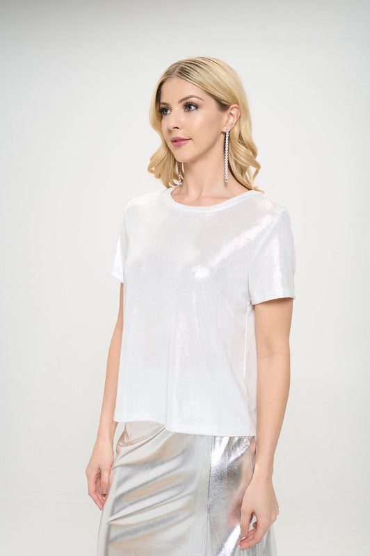 Metallic Short Sleeve Top-2