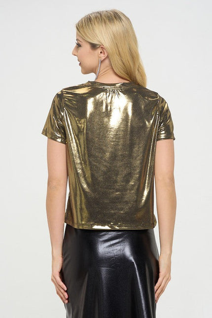 Metallic Short Sleeve Top-3