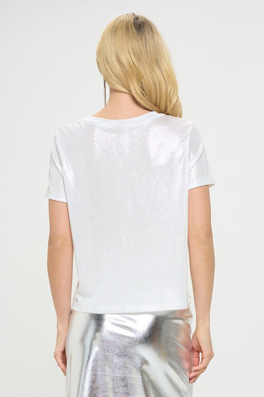 Metallic Short Sleeve Top-4