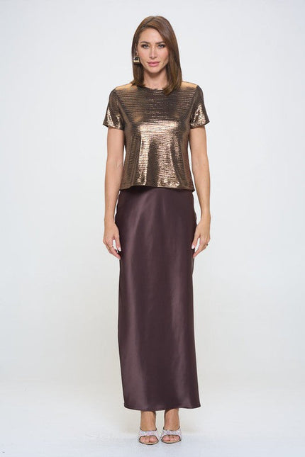 Metallic Textured Short Sleeve Top-5