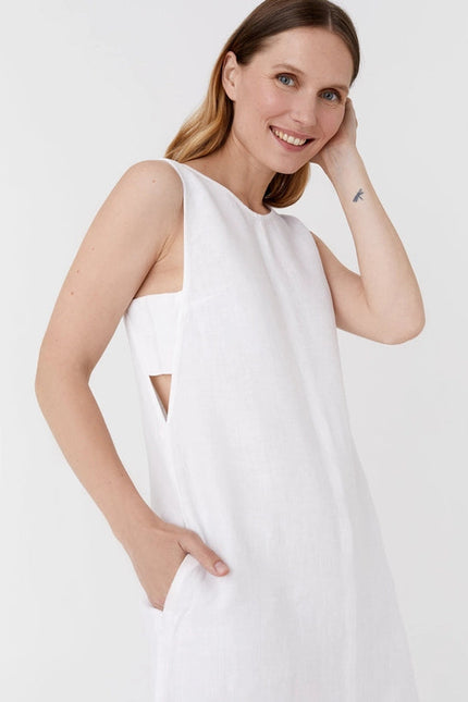 Midi Linen Dress Manhattan in White