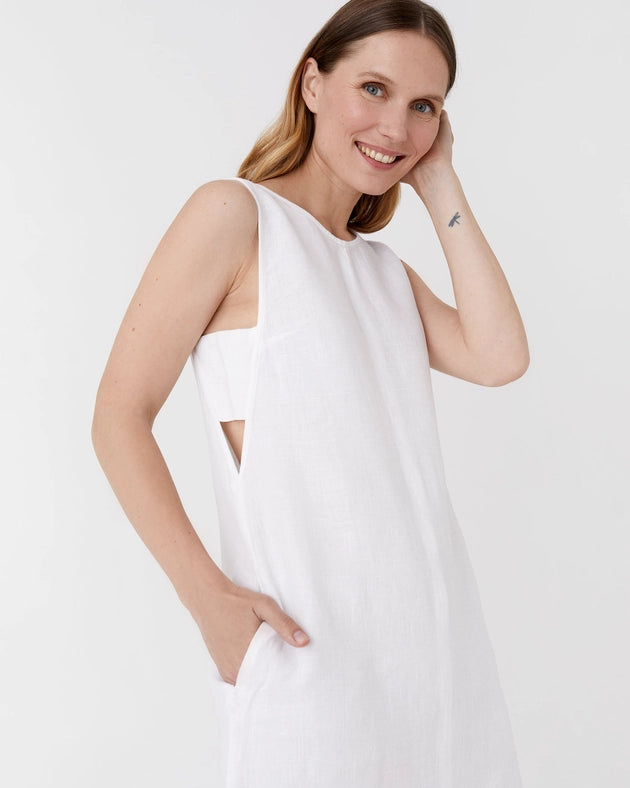 Midi Linen Dress Manhattan in White