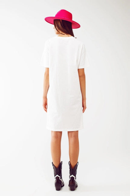 Midi T-Shirt Dress In White Boston 1984 University