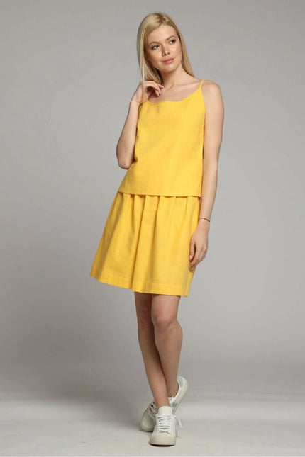 Milano Linen Camisole with Scoop Neckline in Yellow