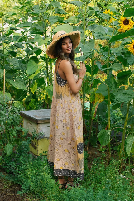 Milk & Honey Bohéme Slip Dress With Bees And Sunflowers