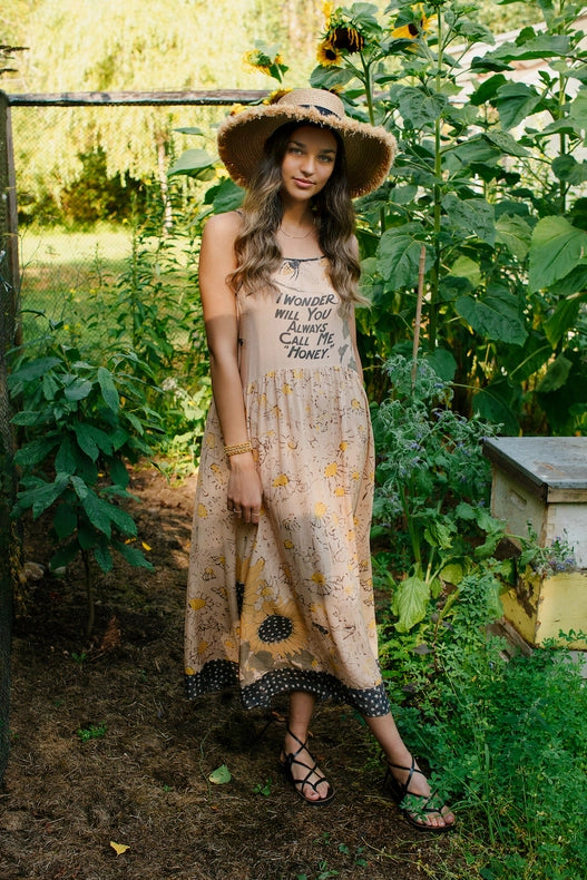 Milk & Honey Bohéme Slip Dress With Bees And Sunflowers