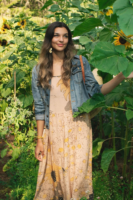 Milk & Honey Bohéme Slip Dress With Bees And Sunflowers