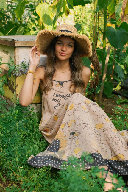 Milk & Honey Bohéme Slip Dress With Bees And Sunflowers