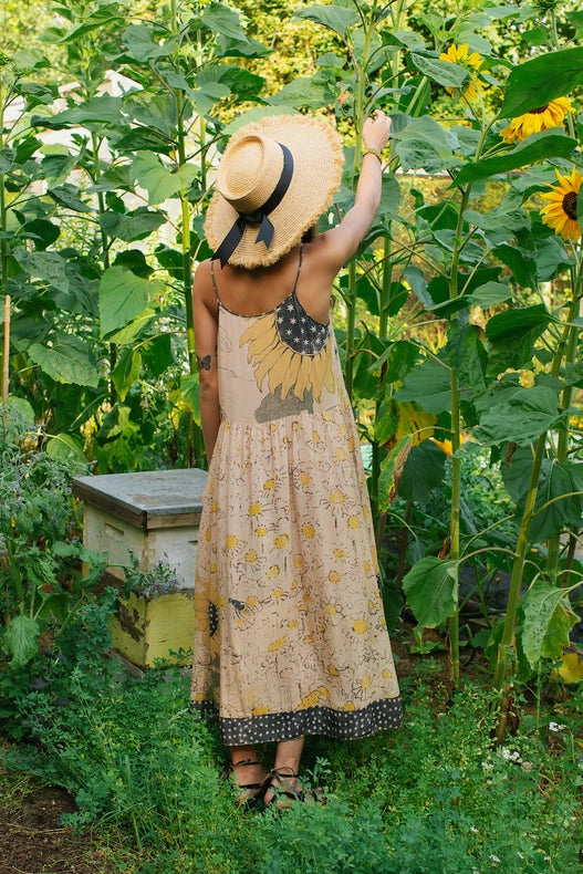 Milk & Honey Bohéme Slip Dress With Bees And Sunflowers