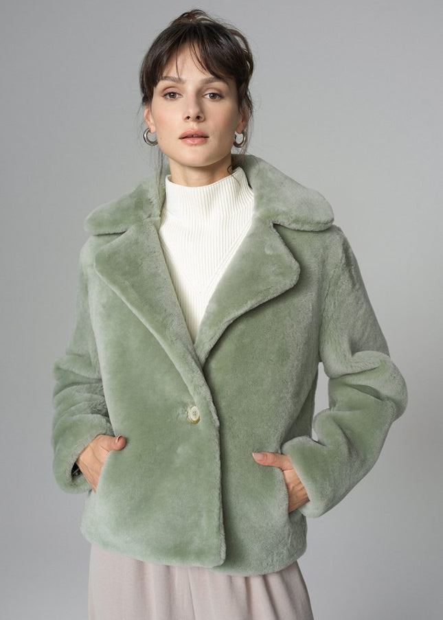 Mint Merino Sheepskin Fur Jacket-0