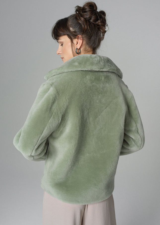 Mint Merino Sheepskin Fur Jacket-2