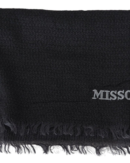 Missoni Elegant Black Wool Fringed Scarf