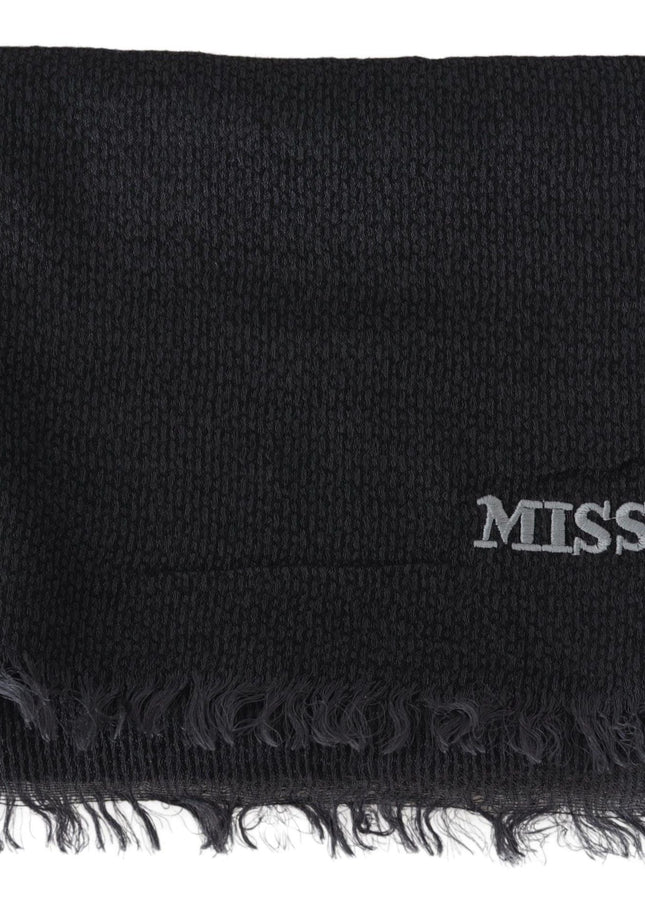 Missoni Elegant Black Wool Fringed Scarf