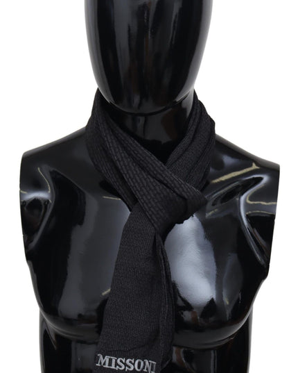 Missoni Elegant Black Wool Fringed Scarf