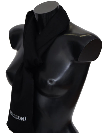 Missoni Elegant Embroidered Wool Scarf in Black