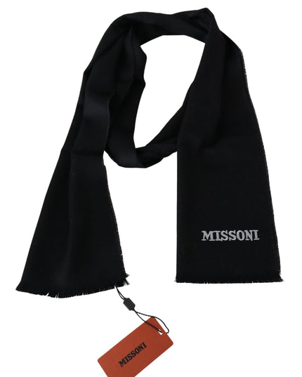 Missoni Elegant Embroidered Wool Scarf in Black