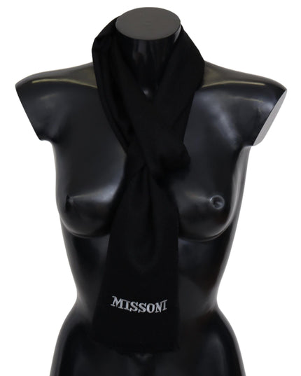 Missoni Elegant Embroidered Wool Scarf in Black