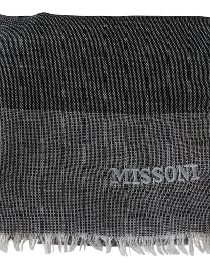 Missoni Elegant Striped Wool Scarf with Logo Embroidery