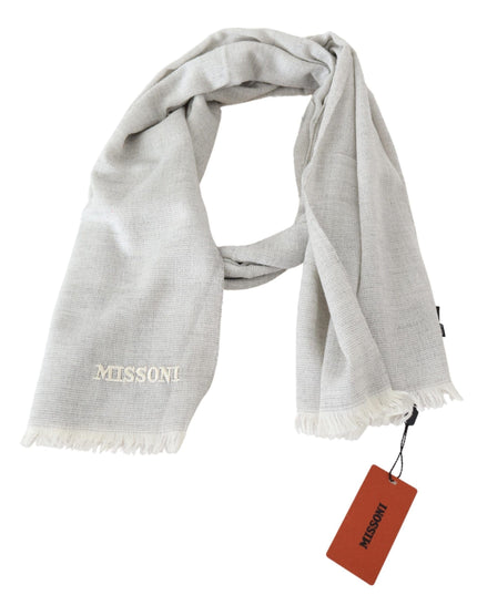 Missoni Elegant Wool Scarf with Signature Embroidery