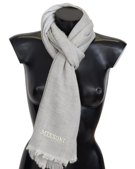 Missoni Elegant Wool Scarf with Signature Embroidery