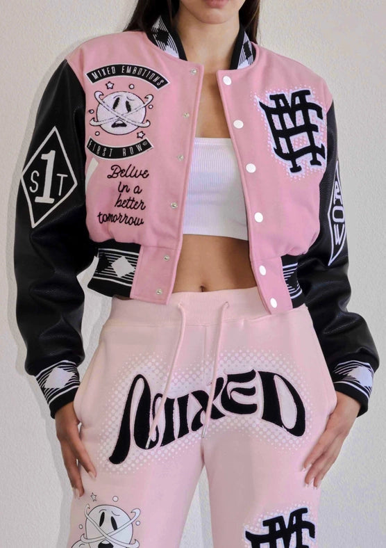 Mixed Emotions Multi Patches Varsity Jacket