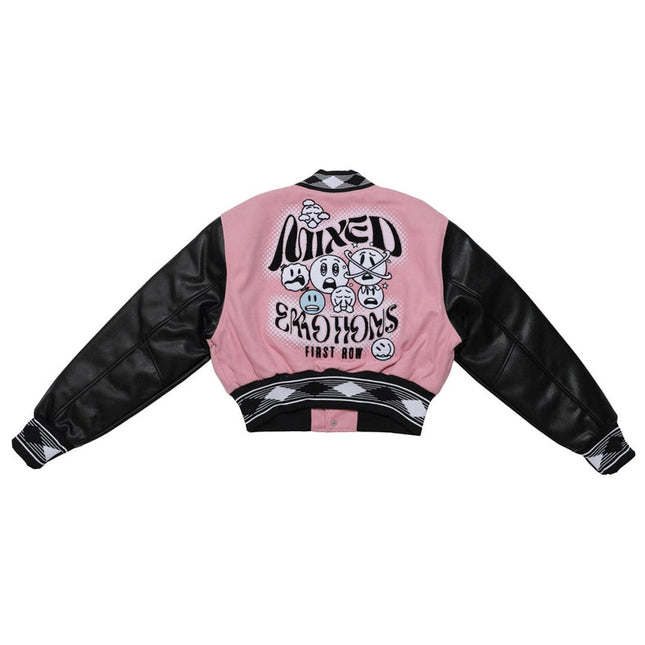 Mixed Emotions Multi Patches Varsity Jacket