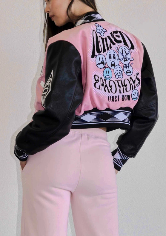 Mixed Emotions Multi Patches Varsity Jacket