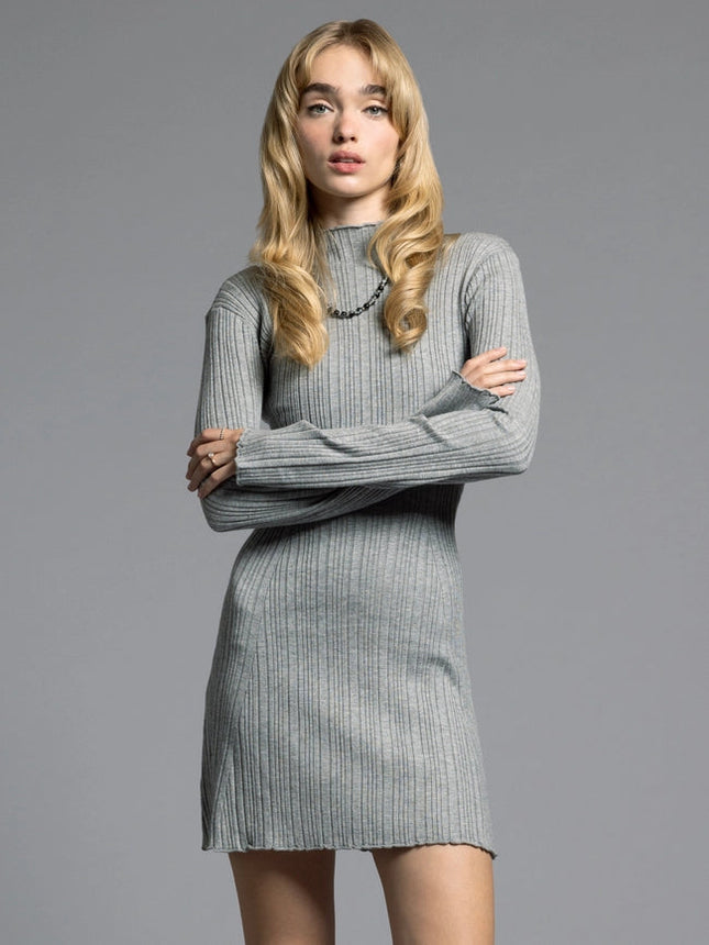 Mock Neck Ribbed Dress - Mirren Dress