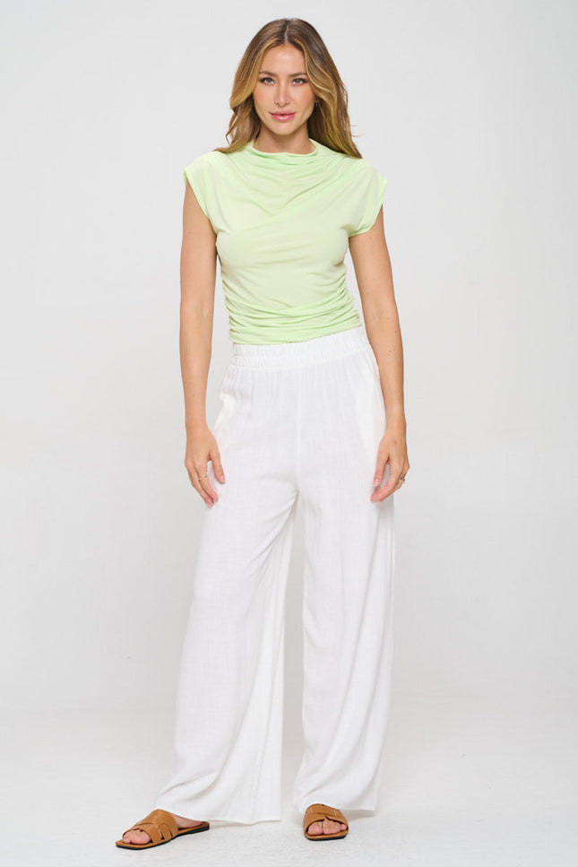 Mock neck Short Sleeve Ruched Crop Top-4