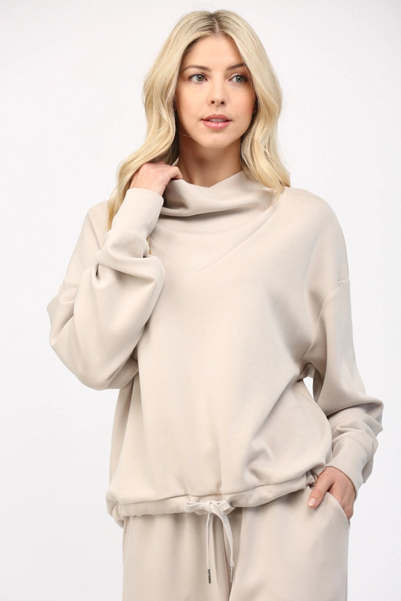 Modal Blend Cowl Neck Sweatshirt ECRU