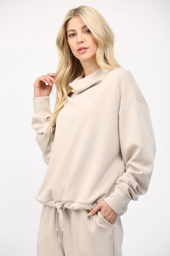 Modal Blend Cowl Neck Sweatshirt ECRU