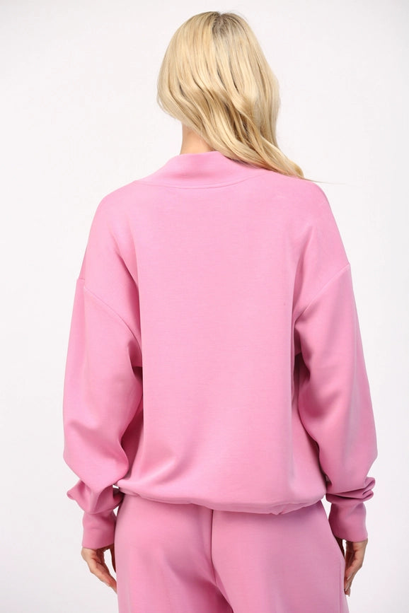 Modal Blend Cowl Neck Sweatshirt  PRISM PINK