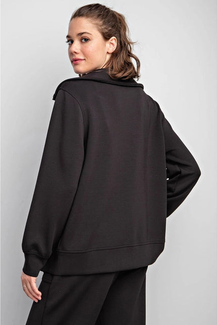 Modal Poly Full Zip Jacket Black