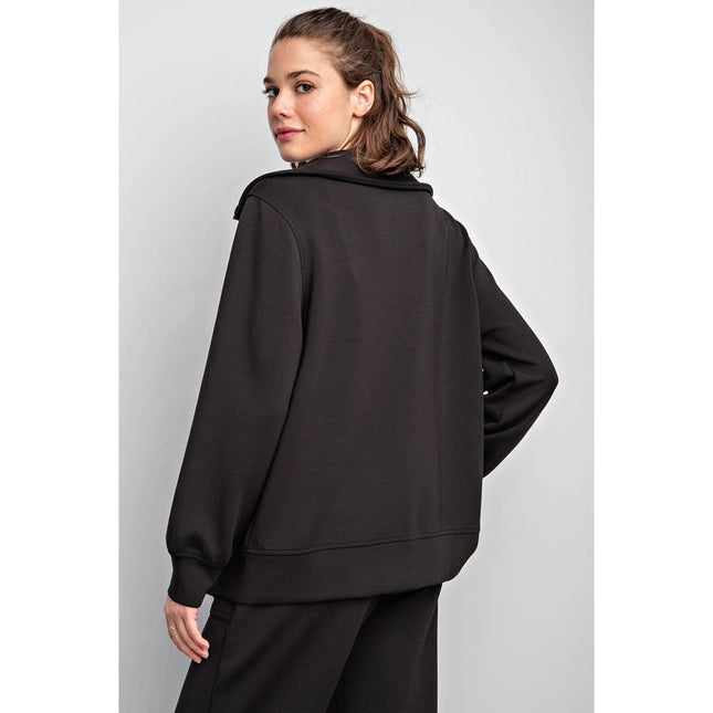 Modal Poly Full Zip Jacket Black