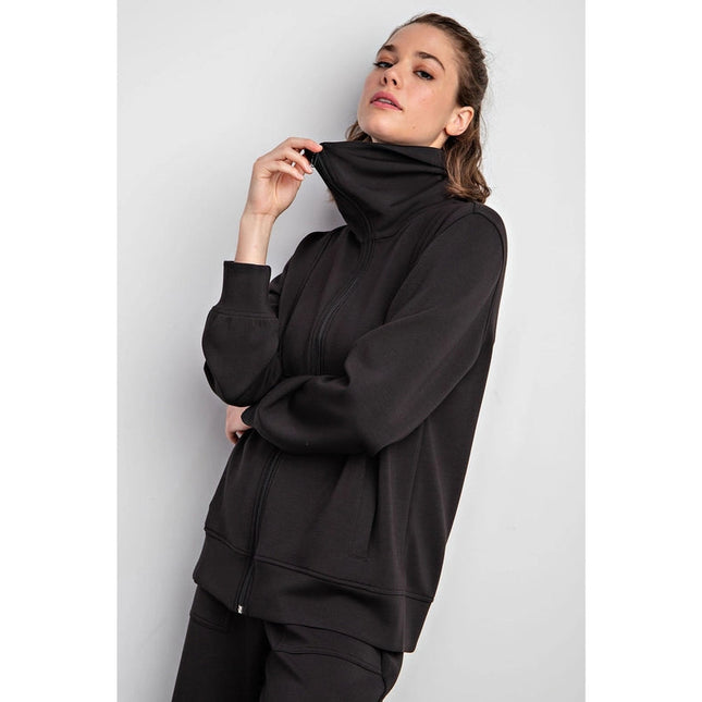 Modal Poly Full Zip Jacket Black